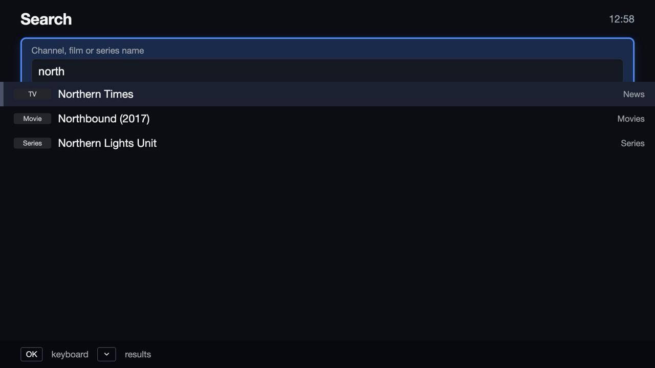 Search across channels, films and series